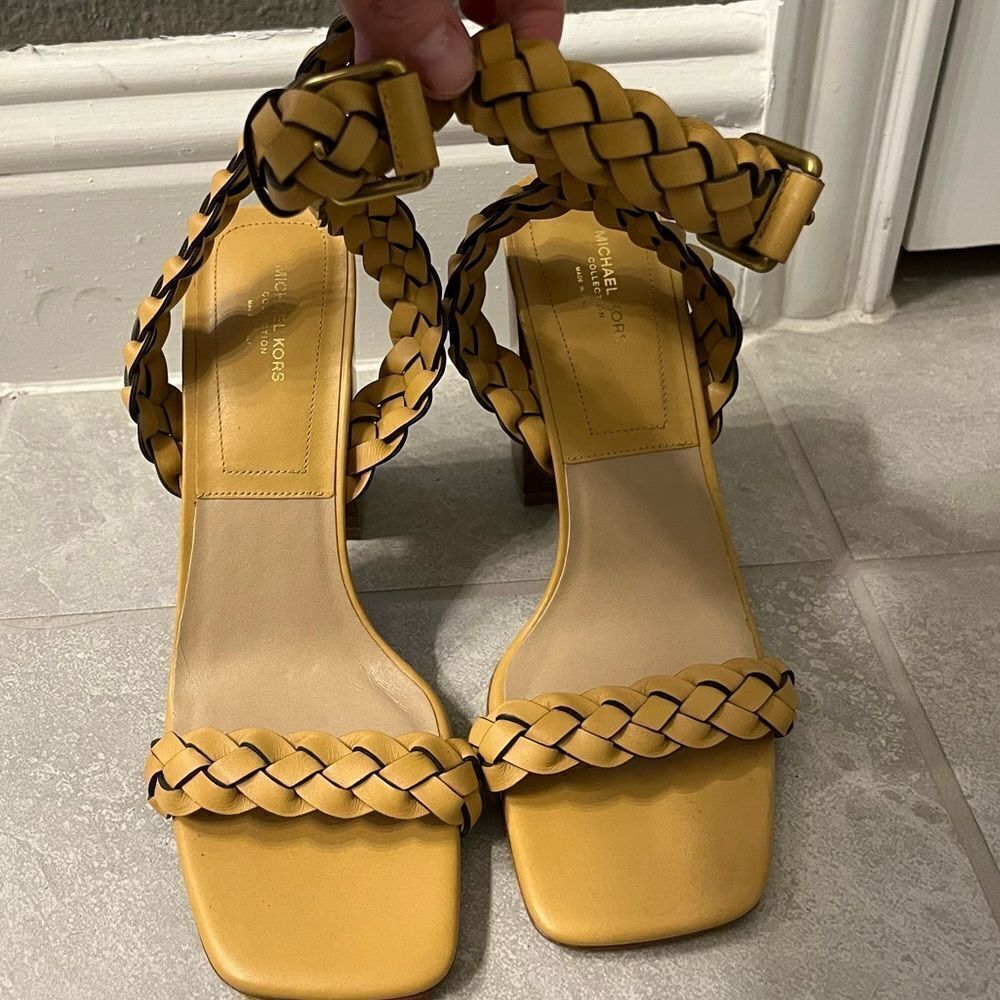 Michael Kors Collection Yellow Braided Block Heels Size 38